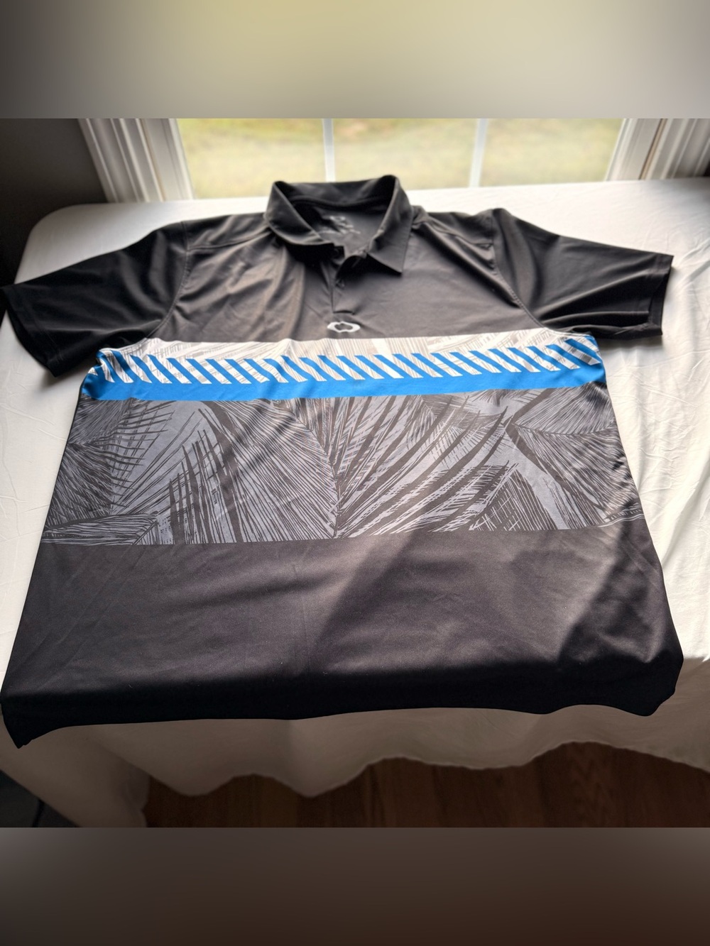 Oakley Men’s XXL Performance Golf Polo Black Blue Tropical Print